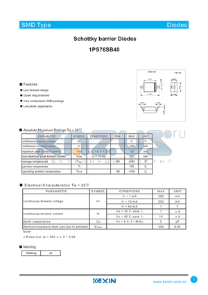 1PS76SB40 datasheet - Schottky barrier Diodes