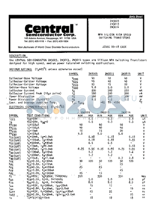 2N3013 datasheet - NPN SILICON HIGH SPEED SWITCHING TRANSISTORS