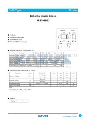 1PS79SB63 datasheet - Schottky barrier diodes