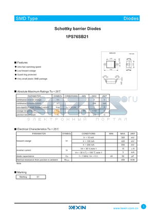 1PS76SB21 datasheet - Schottky barrier Diodes