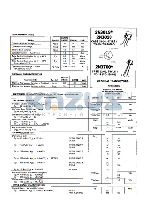 2N3019 datasheet - GENERAL TRANSISTOR NPN SILICON