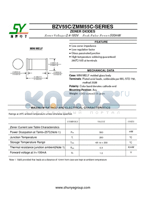 BZV55C datasheet - ZENER DIODES