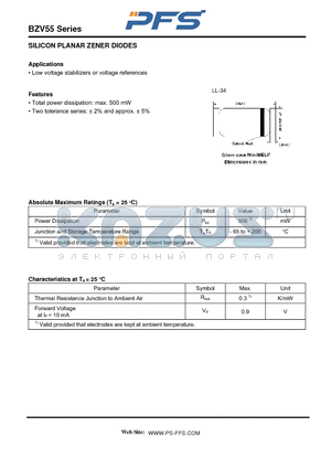 BZV55C10 datasheet - SILICON PLANAR ZENER DIODES