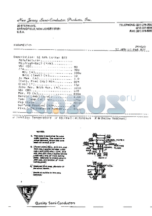 2N3020 datasheet - 20 STERN AVE SPRINGFIELD,NEW JERSEY 07081 U.S.A