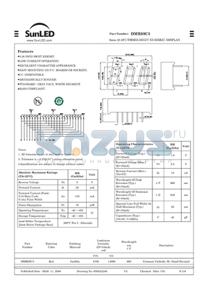 DMR09C3 datasheet - 9mm (0.36) THREE DIGIT NUMERIC DISPLAY