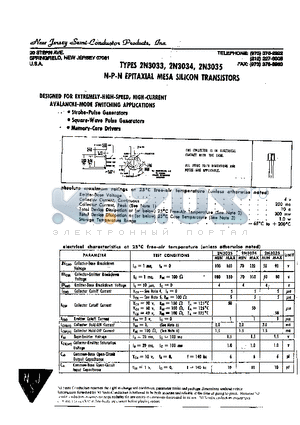 2N3035 datasheet - N-P-N EPITAXIAL MESA SILICON TRANSISTORS