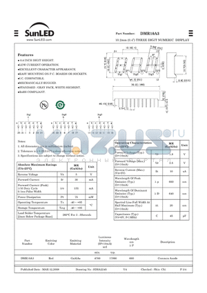 DMR10A3 datasheet - 10.2mm (0.4) THREE DIGIT NUMERIC DISPLAY