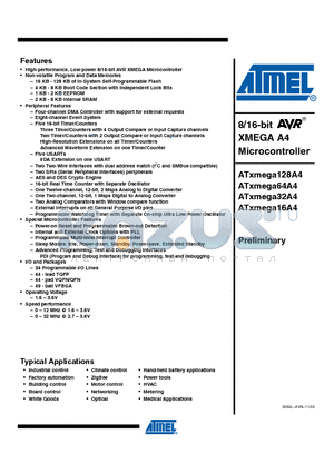 ATXMEGA128A4_09 datasheet - 8/16-bit XMEGA A4 Microcontroller