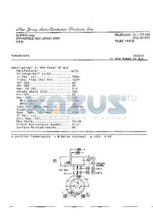 2N3053 datasheet - 20 STERN AVE SPRINGFIELD,NEW JERSEY 07081 U.S.A