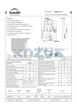 DMR127A-A datasheet - 127mm (5.0) SEVEN SEGMENT DISPLAY