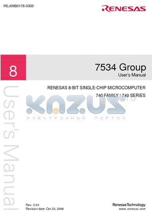 7534 datasheet - 8-BIT SINGLE-CHIP MICROCOMPUTER