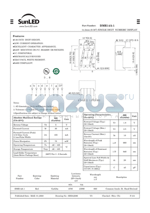 DMR14A-1 datasheet - 14.2mm (0.56) SINGLE DIGIT NUMERIC DISPLAY