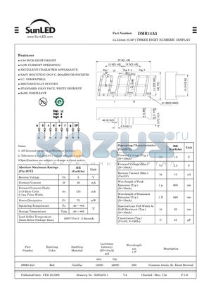 DMR14A3 datasheet - 14.22mm (0.56) THREE DIGIT NUMERIC DISPLAY