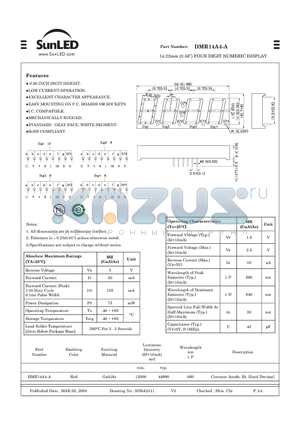 DMR14A4-A datasheet - 14.22mm (0.56) FOUR DIGIT NUMERIC DISPLAY