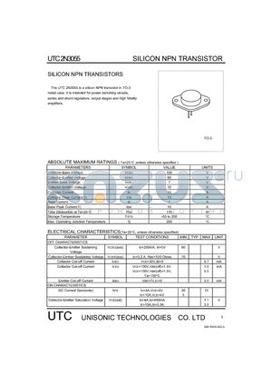 2N3055 datasheet - SILICON NPN TRANSISTORS