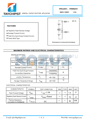 1R5GZ41 datasheet - GENERAL PURPSE RECTIFIER APPLICATINS