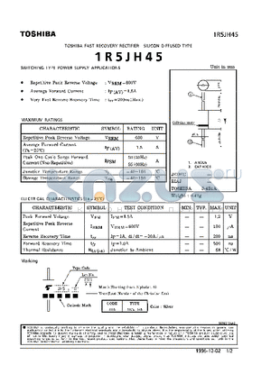 1R5JH45 datasheet - FAST RECOVERY RECTIFIER (SWITCHING TYPE POWER SUPPLY APLICATIONS)