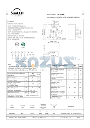 DMR20A-1 datasheet - 20.32mm (0.8) SINGLE DIGIT NUMERIC DISPLAY