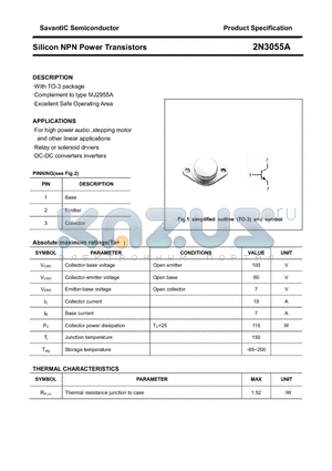 2N3055A datasheet - Silicon NPN Power Transistors