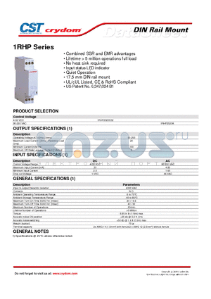 1RHP2520A datasheet - DIN Rail Mount