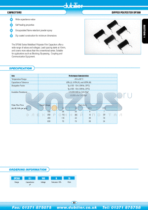 DMR3680.1100K10 datasheet - CAPACITORS DIPPED POLYESTER DP368