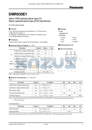 DMR935E1 datasheet - Silicon PNP epitaxial planar type