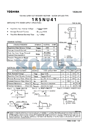 1R5NU41 datasheet - SUPER FAST RECOVERY RECTIFIER (SWITCING TYPE POWER SUPPLY APPLICATIONS)