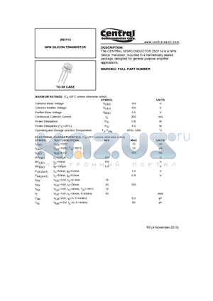 2N3114 datasheet - NPN SILICON TRANSISTOR