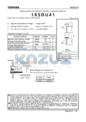 1R5DU41 datasheet - SUPER FAST RECOVERY RECTIFIER (SWITCHING TYPE POWER SUPPLY APPLICATIONS)