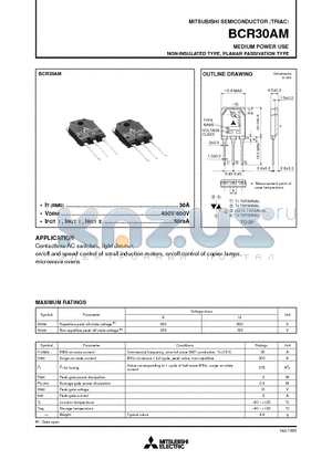 BCR30 datasheet - MEDIUM POWER USE NON-INSULATED TYPE, PLANAR PASSIVATION TYPE