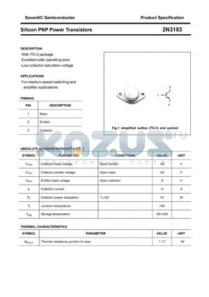 2N3183 datasheet - Silicon PNP Power Transistors