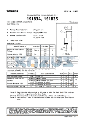 1S1835 datasheet - HIGH SPEED RECTIFIER APPLICATIONS.(FAST RECOVERY)