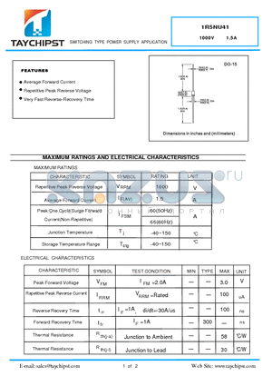 1R5NU41 datasheet - SWITCHING TYPE POWER SUPPLY APPLICATION