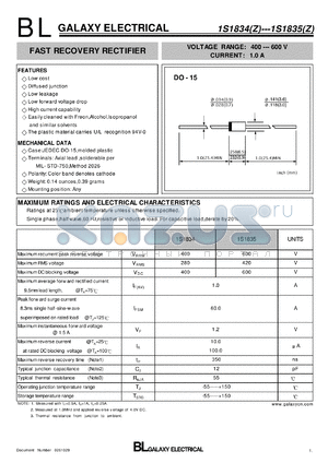 1S1835 datasheet - FAST RECOVERY RECTIFIER