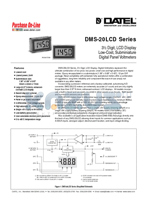 DMS-20 datasheet - 3 1/2 Digit, LCD Display Low-Cost, Subminiature Digital Panel Voltmeters