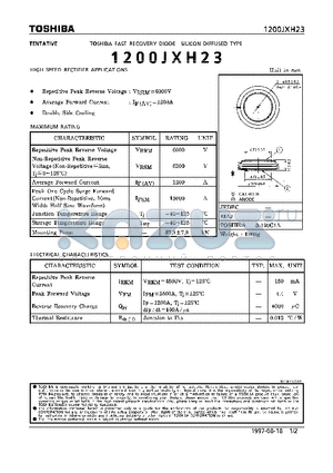 1200JXH23 datasheet - FAST RECOVERY DIODE (HIGH SPEED RECTIFIER APPLICATIONS)