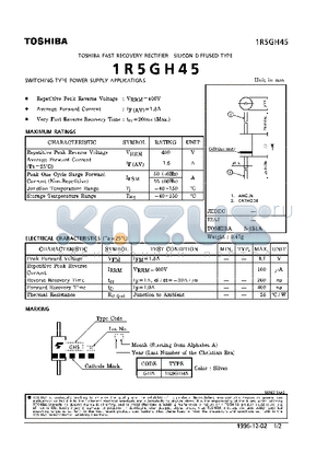 1R5GH45 datasheet - FAST RECOVERY RECTIFIER (SWITCHING TYPE POWER SUPPLY APPLICATIONS)