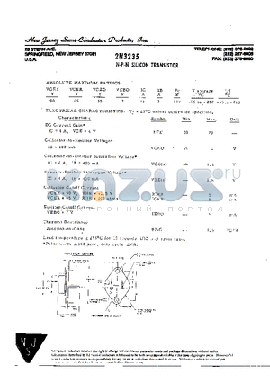 2N3235 datasheet - SPRINGFIELD, NEW JERSEY 07081