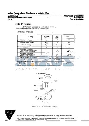 2N3244 datasheet - PNP SILICON, TRANSISTORS FOR MEDIUM-CURRENT