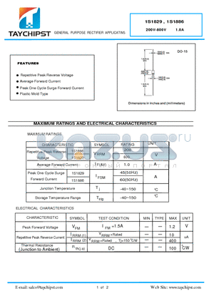 1S1829 datasheet - GENERAL PURPOSE RECTIFIER APPLICATINS