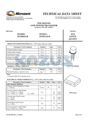 2N3250A_1 datasheet - PNP SILICON LOW POWER TRANSISTOR