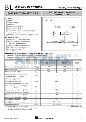 1S1834Z datasheet - FAST RECOVERY RECTIFIER