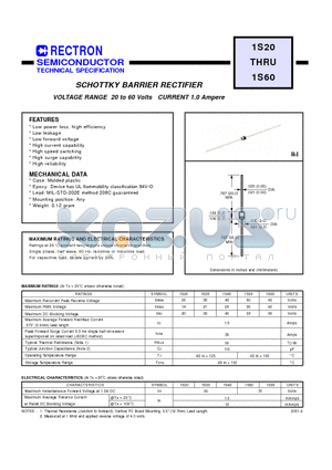 1S20 datasheet - SCHOTTKY BARRIER RECTIFIER