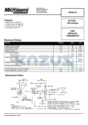 2N3251A datasheet - PNP BIPOLAR TRANSISTOR