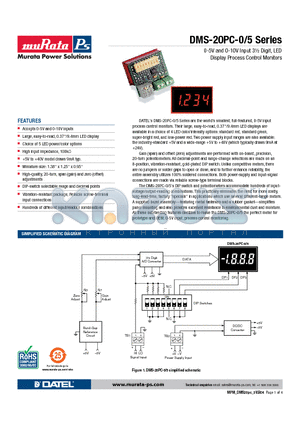 DMS-20PC-0/5-5BS-C datasheet - 0-5V and 0-10V Input 3m Digit, LED Display Process Control Monitors