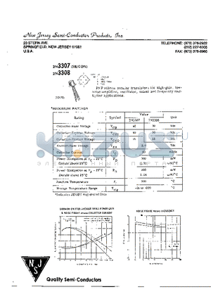 2N3308 datasheet - SPRINGFIELD, NEW JERSEY 07081