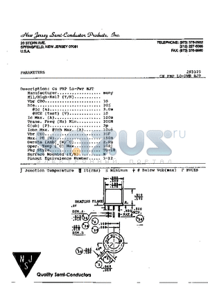 2N3325 datasheet - SPRINGFIELD, NEW JERSEY 07081