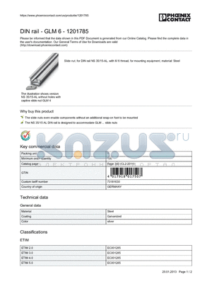 1201785 datasheet - DIN rail - GLM 6