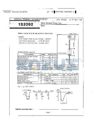 1S2092 datasheet - SILICON EPTAXIAL PLANAR TYPE