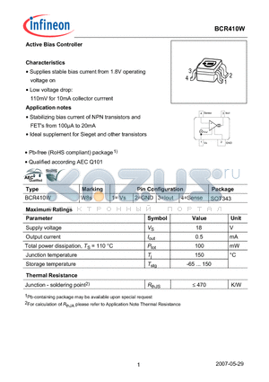 BCR410W datasheet - Active Bias Controller